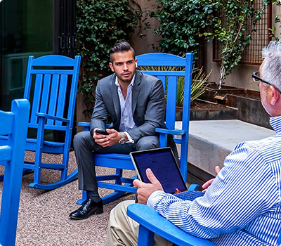 Phoenix meeting space. Located outside of office, perfect for quick chats and phone calls.