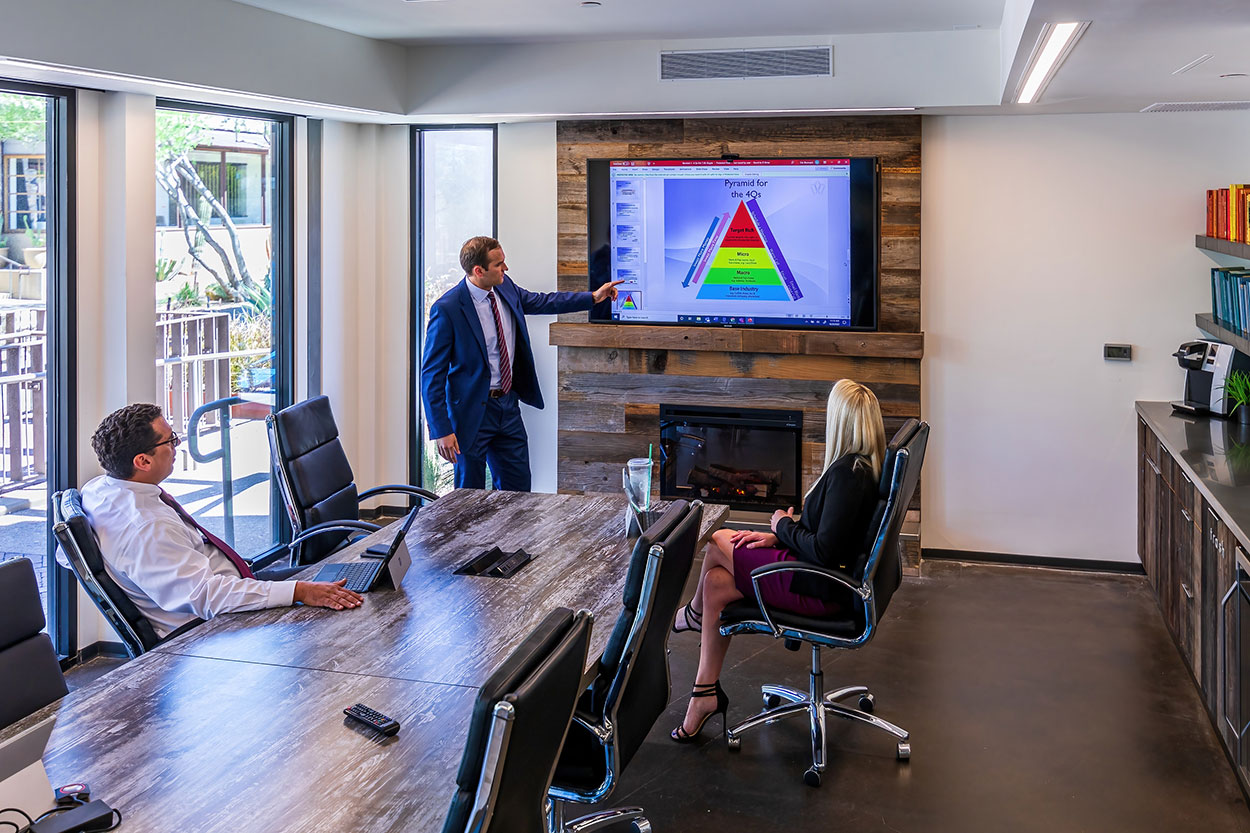 Meeting room in Phoenix. Conference room has TV and conference table to seat 8.