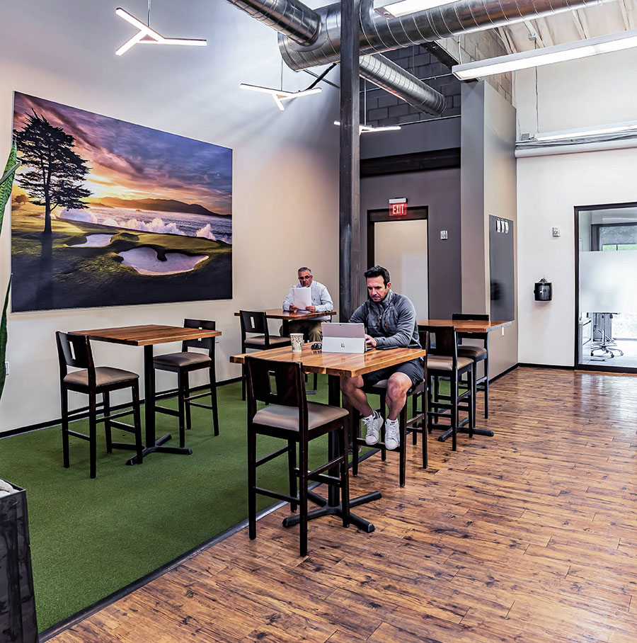 Coworking space Phoenix. Many tables for 2 in a Scottsdale office space.