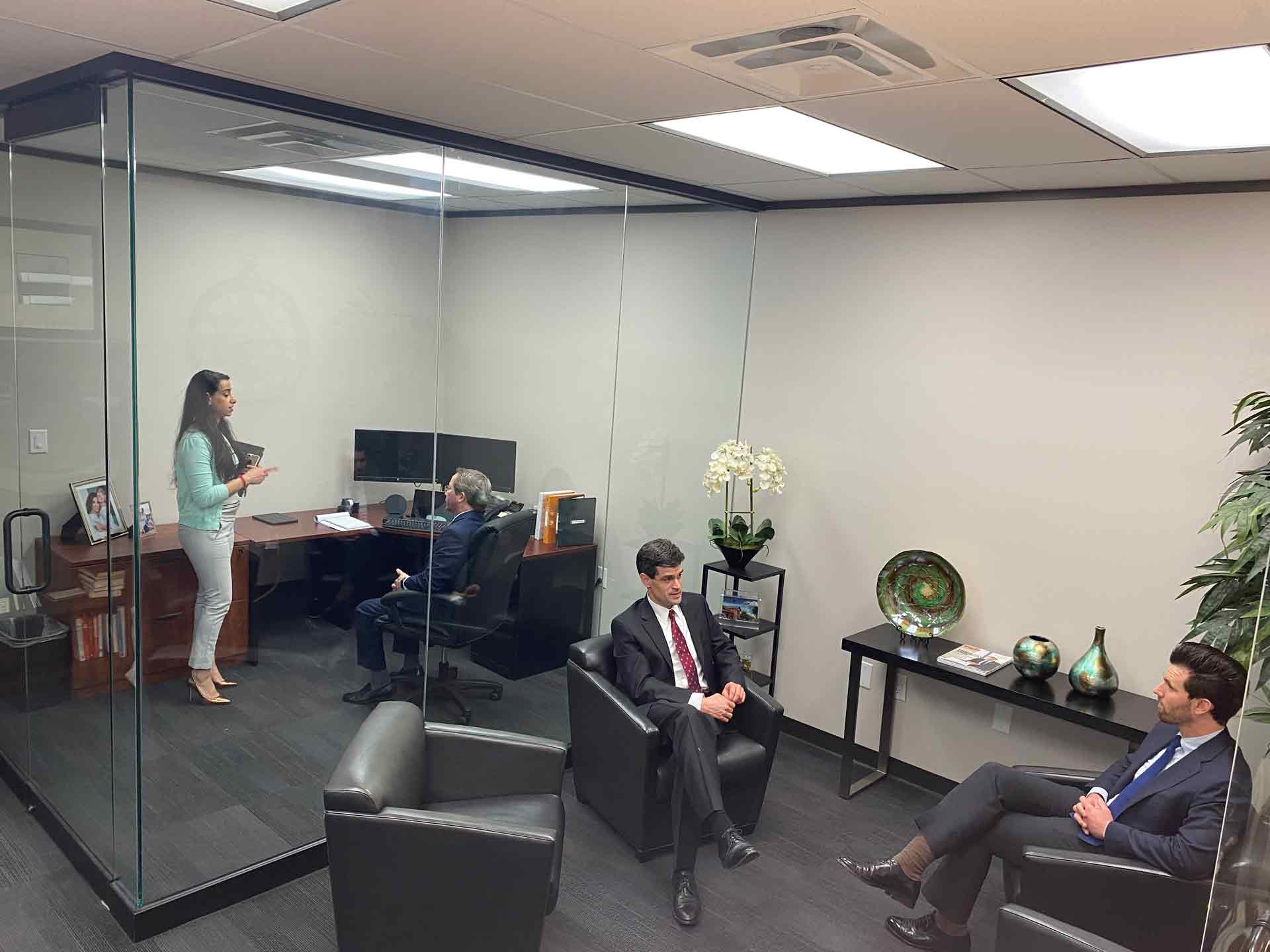 Coworking space in Houston. Office rental includes desk and chair.