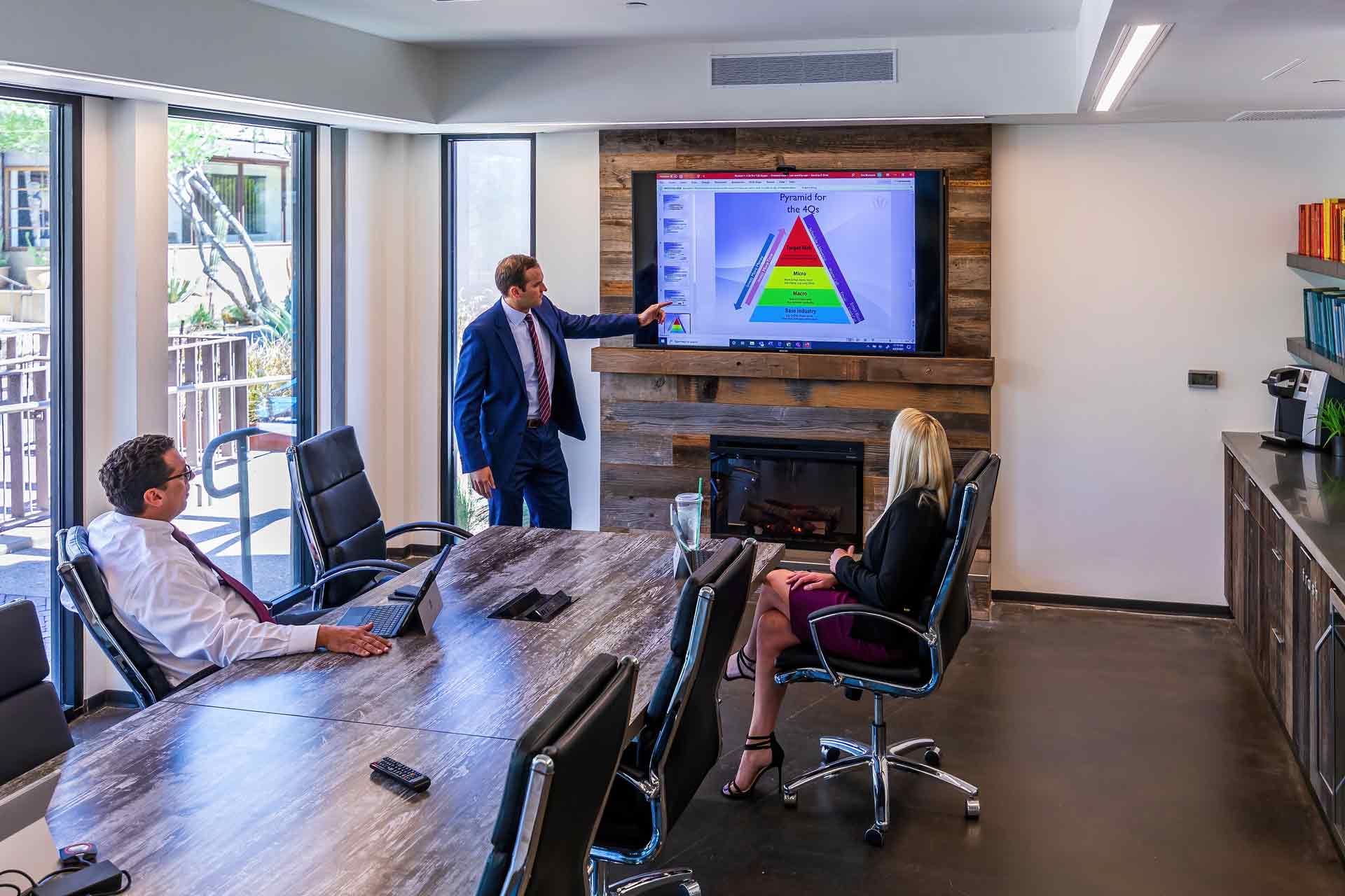 Scottsdale office space. Meeting room has TV and conference table to seat 8.