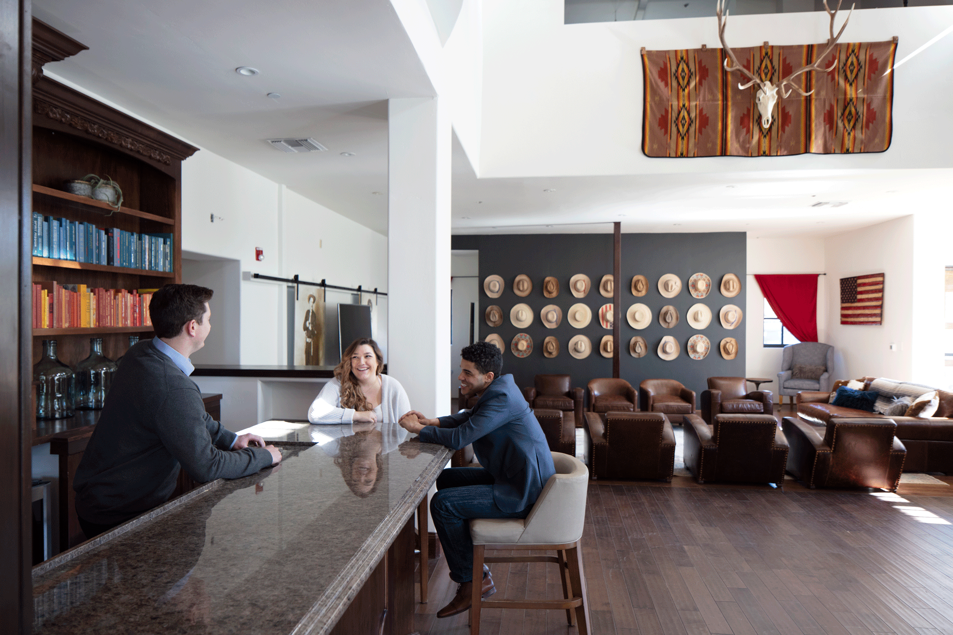 Coworking space in Phoenix. Room has chairs and large tables for groups to share office space.