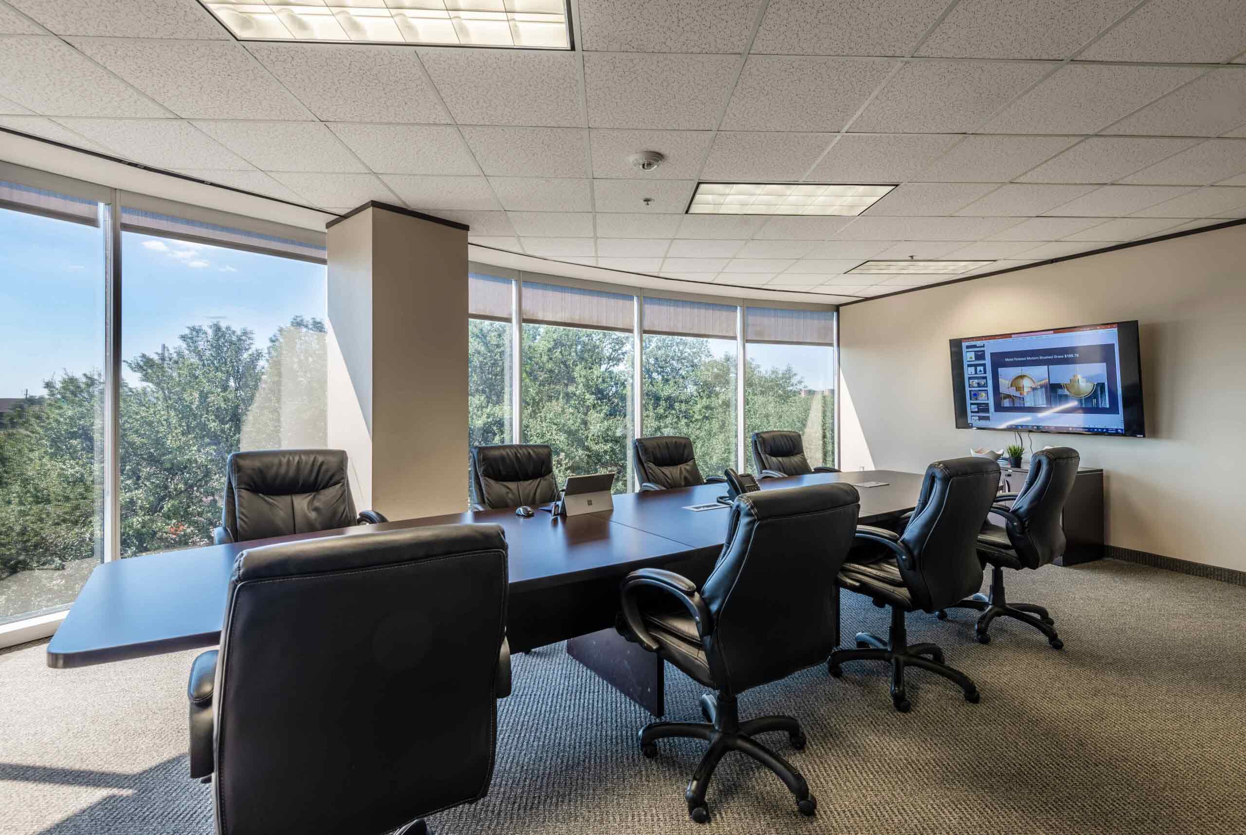 Conference room in North Dallas. Meeting table seats 8 and TV is provided.