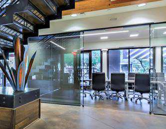 Look at a Boardroom from hallway under a stair